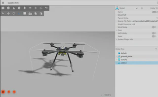 Gazebo Sim running the PX4 x500 model with follow camera disabled